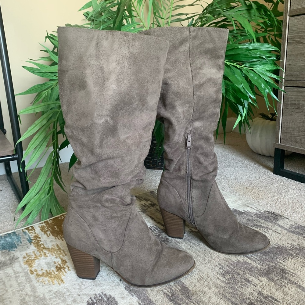 Heeled boots | mid calf taupe boots